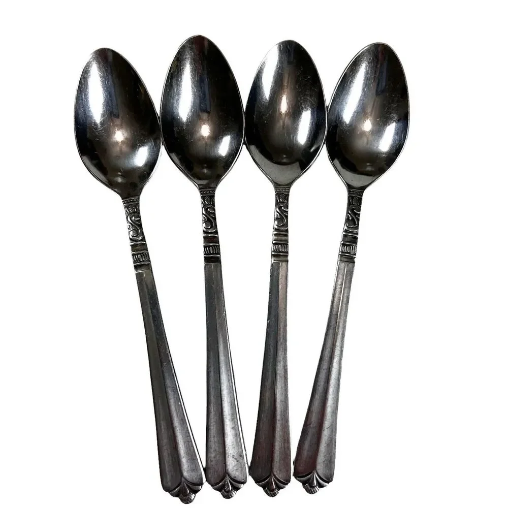 Set 4 Vintage Orleans Stainless Korea Stacie Pattern Teaspoons